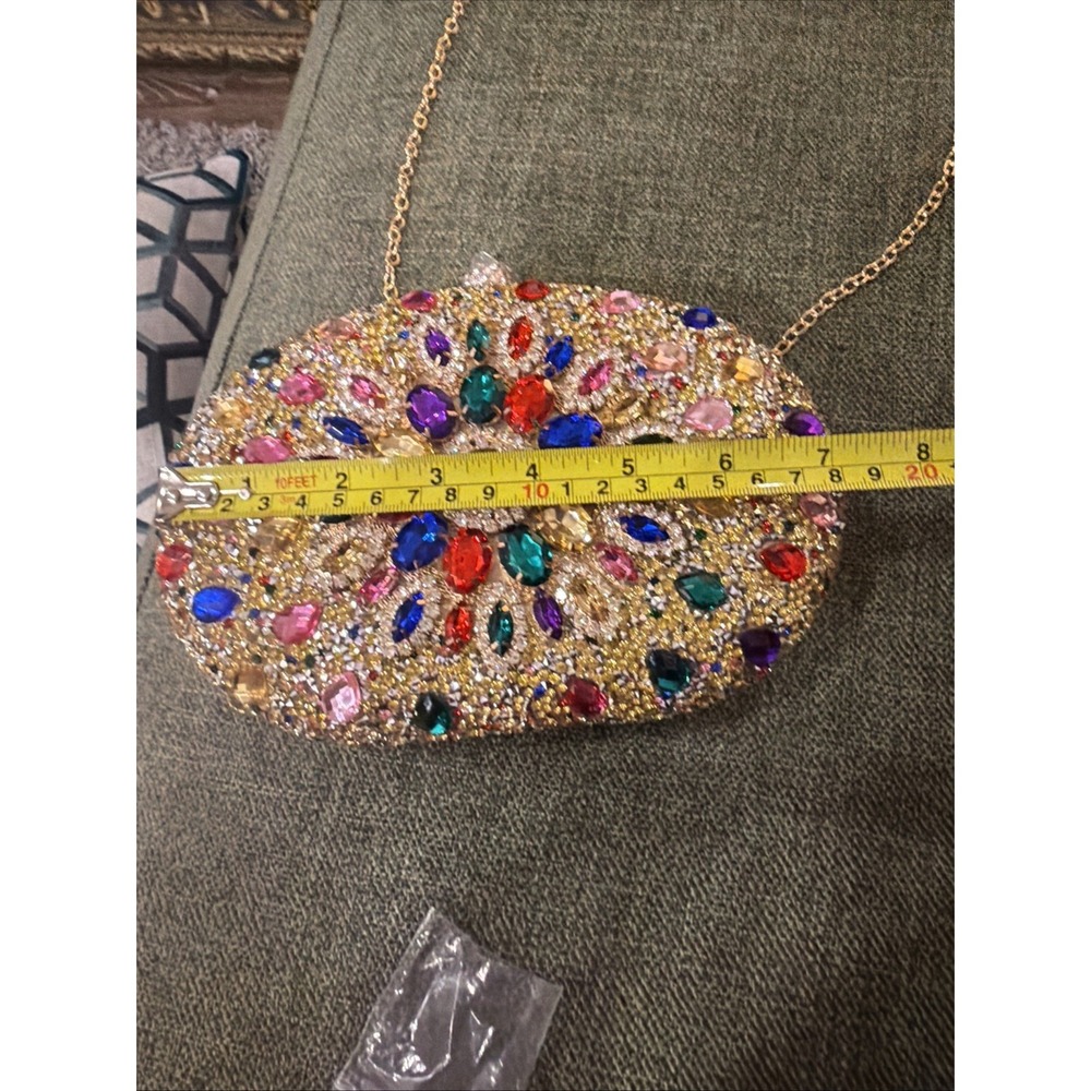 Women Evening Purse Diamond Crystal Evening Wedding Clutch Handbag Shoulder Bag - Picture 8 of 12